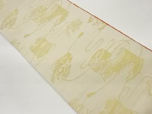 貝桶模様織出しリバーシブル全通袋帯